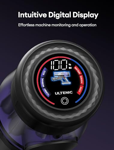 Ultenic Cordless Vacuum Cleaner, 500W/35Kpa Powerful Suction with 180°Bendable Wand, Anti-Tangle Brush, 60Mins Runtime, LED Display, Stick Vacuum Cleaner for Hard Floor/Carpet/Pet Hair, U16 Flex
