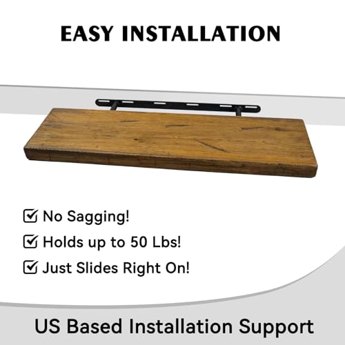 BGMG Floating Shelves 16 inch Long, Distressed,Wide Rustic Wooden Wall Shelves for Bathroom Living Room Bedroom Kitchen Farmhouse Set of 2-16x6.7x1.25 inch-Distressed Walnut