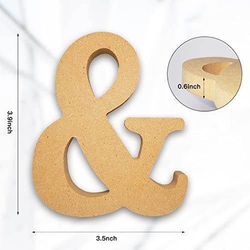 AOCEAN 4 Inch Designable Wood Letters Unfinished Wood Letters for Wall Decor Decorative Standing Letters Slices Sign Board Decoration for Craft Home Party Projects (T)