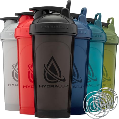 Hydra Cup OG [4 Pack] 28 oz Shaker Bottles for Protein Shakes, Shaker Cups with Ball Blender Whisk, Travel To Go, BPA Free (Multicolor, 4 Pack 28oz)