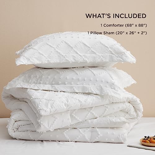 Bedsure Twin/Twin XL Comforter Set - Pumpkin Boho Twin Extra Long Comforter Set for College, Shabby Chic Dorm Bedding Set, 2 Pieces Modern Farmhouse Bed Set, Includes 1 Pillow Sham
