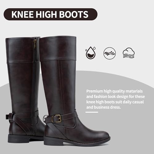 Jeossy Women's 950 Knee High Ridng Boots, Metal Buckle Boot, Black, Size 9 US(DJY950 Black 09)