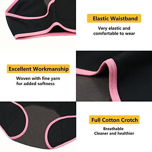 Nalwort Teen Girls Period Underwear Menstrual Period Panties Leak-Proof Cotton Protective Briefs Pack of 6