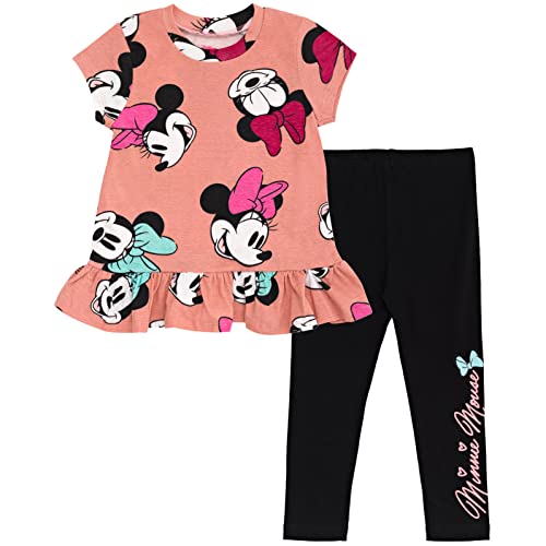 Disney Minnie Mouse Toddler Girls T-Shirt and Leggings Outfit Set Pink/Black 2T