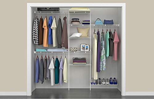 ClosetMaid 1608 Closet Organizer Kit with Shoe Shelf, 5-Foot to 8-Foot, White