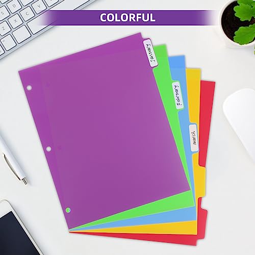 3 Sets Colorful Binder Dividers with Tabs,Plastic Index with 5 Tabs,for 3 Ring Binder