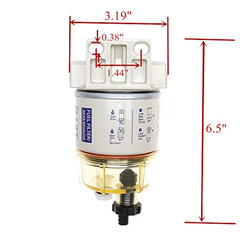iFJF R12T Fuel Water Separator Marine 120AT NPT ZG1/4-19 Automotive Parts with Fitting -Complete Combo Filter Diesel Engine(Includes 2 fittings,2 plugs)
