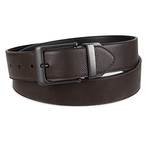 Levi's Men's Two-in-One Reversible Belt, Dark Tan/Black, Small (30-32)