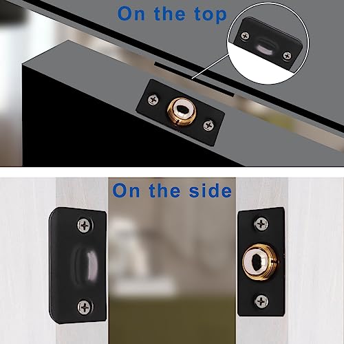 YuGtcen Closet Door Ball Catch, 4 Pack Ball Catches for Interior Doors, Ball Latch for Top of Door Stainless Steel Ball Catch Door Hardware Adjustable with Strike Plate (Black)