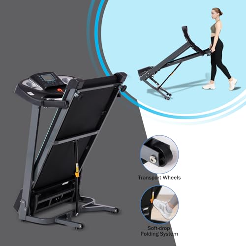 HUAGEED Treadmill with Auto Incline, Incline Treadmills with 15% Incline, 0.5-10 MPH Speed, Bluetooth APP Speaker, 18" Wide Belt, 300lbs Foldable Compact Running Treadmill for Home,15 Programs 3 HP