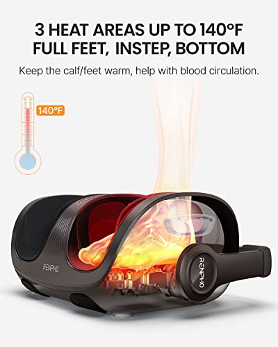 RENPHO Foot Massager with Heat, Foot and Calf Massager for Athletes Foot Care, Deep Kneading Foot Massage for Feet/Ankle/Calf/Leg, Fits Up to Feet Size 14 Men, Christmas Gift for Her, Father, Mother