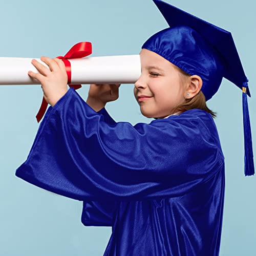 Leumoi 24 Pcs Kids Graduation Cap and Gown Tassel 2025 Graduation Costume Kindergarten Gown for Party(Small, Kids,Blue)