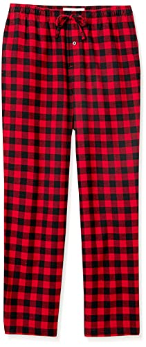 Amazon Essentials Men's Flannel Pajama Pant (Available in Big & Tall), Red Buffalo Plaid, Large