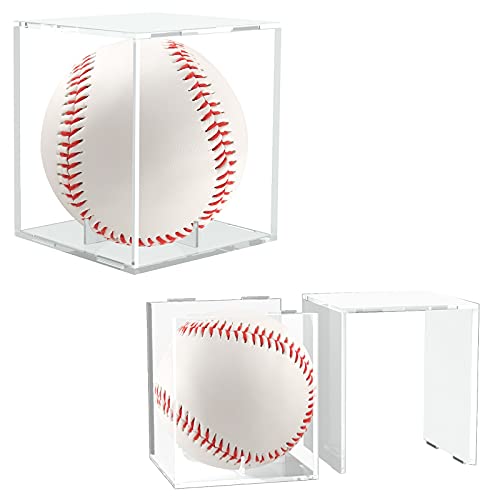 Baseball Display Case 4Pack, Baseball Holder Case UV Protected Acrylic Cube Square Clear Official Baseball Autograph Display Case Memorabilia Display Box for Official Size Baseball
