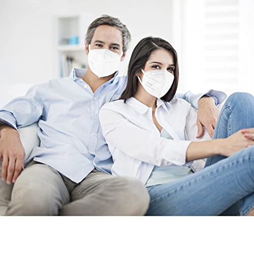 ChiSip Kn95 Face Masks 50 pack, Individually Wrapped Cup Dust Safety Masks 5 Layer Protection Mask for Adult, Men, Women, Indoor, Outdoor Use, White