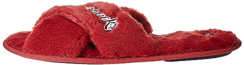 FOCO Nc State Script Wordmark Faux Fur Cross Slide - Womens Large