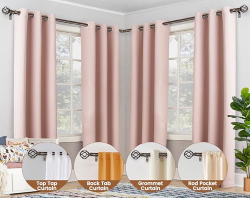 KAMANINA Bronze Corner Curtain Rod for Windows 48 to 84, 7/8 inch Telescoping Splicing Curtain Rods for Corner Windows, Decorative Curtain Rods 32 to 86 Inch with Twisted Cage Ends