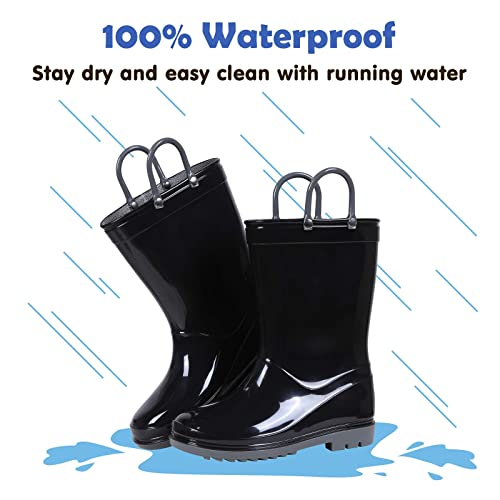Colorxy Kids Rain Boots for Boys Waterproof Toddler Rain Boots with Easy-On Handles, Hot Pink Size Big Kid 3