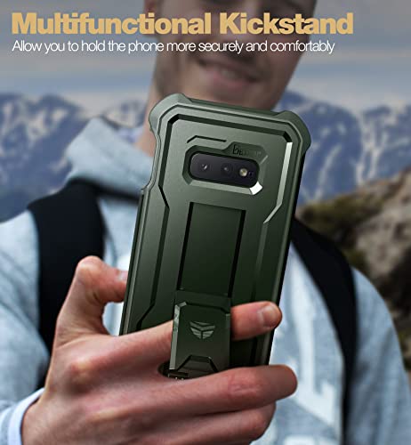 Dexnor for Samsung Galaxy S10e Case, [Built in Screen Protector and Kickstand] Heavy Duty Military Grade Protection Shockproof Protective Cover for Samsung Galaxy S10e (Army Green)