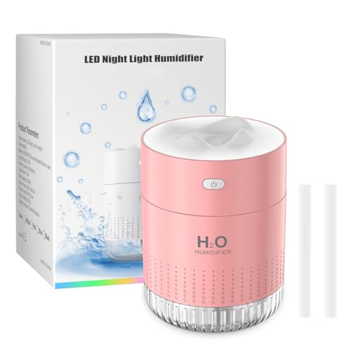 besky Small Portable Humidifiers for Bedroom, USB Rechargeable Mini Cool Mist Humidifier 2 Modes Super Quiet with Colorful Night Lamp, Suitable for Travel Office Family