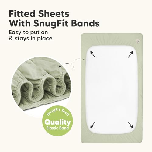 2-Pack Waterproof Crib Sheets for Boys, Girls - Viscose Derived from Bamboo Crib Sheets Neutral, Crib Mattress Protector Sheet, Soft Toddler Bed Sheets, Fitted Baby Crib Sheets Girl, Boy (Soft White)