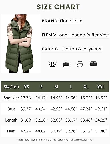 Fiona Jolin Long Puffer Vest Women Hooded Warm Padded Winter Coats Sleeveless Puffy Jackets Outerwear Vests (Apricot-XS)