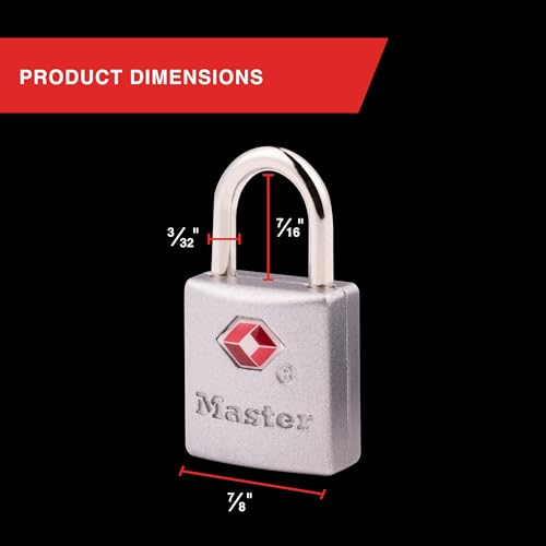 Master Lock TSA-Accepted Luggage Lock, 7/8 in. Wide, 4683Q (Pack of 4) Keyed Padlock, 4 Pack, Brass