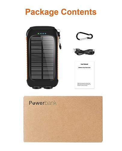 𝟮𝟬𝟮4 𝙐𝙥𝙜𝙧𝙖𝙙𝙚 Solar Power Bank, Solar Charger, 10000mAh Outdoor Portable Charger, External Battery Pack 5V/3.1A Fast Charger Type C Ports with LED Flashlights, Perfect for Travel Camping