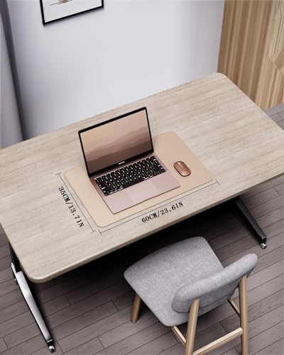 YSAGi Double-Sided Desk Pad, 35.4"x17"Leather Desk Mat, Eco Cork Desk Pad Protector,Large Mouse Pad,Waterproof Desk Blotter for Office/Home(Khaki)