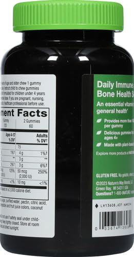 Nature's Way Vitamin D3 Gummies, Supports Immune and Bone Health*, 2000 IU (50 mcg) per 2-gummy Serving, Mixed Fruit Flavored, 120 Gummies (Packaging May Vary)