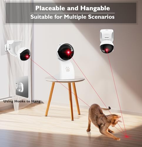 Goopow Interactive Laser Pointer Cat Toys for Indoor Cats,Cat Laser Toy Automatic for Bored Indoor Adult Cats/Kittens/Dogs,USB Rechargeable,3 Speed modes(Gray)
