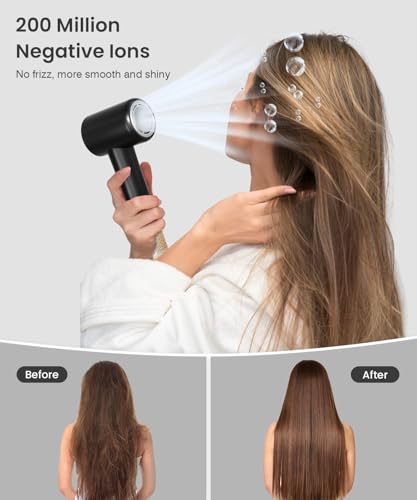 Professional Hair Dryer - 130000 RPM High Speed Brushless Motor Negative Ionic Blow Dryer for Fast Drying, Low Noise Thermo-Control Hairdryer with Magnetic Diffuser & Nozzle for Home Travel