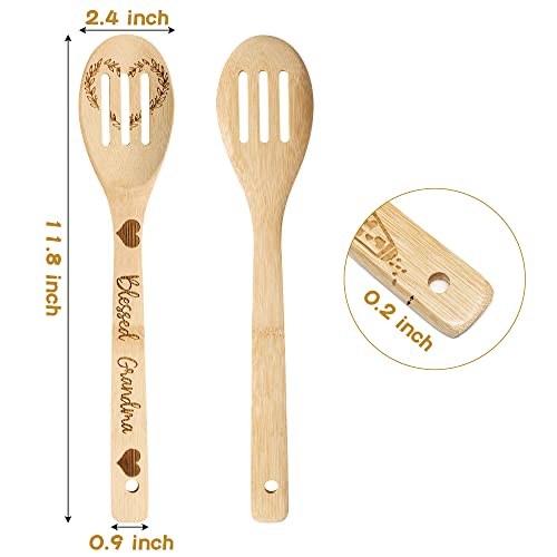 Haooryx 6Pcs Grandma Bamboo Spoons Utensils Set Best Grandma Cooking Utensils Non-Stick Spoons Burned Bamboo Cookware Kitchen Gadget Kit Grandma Birthday Grandparent's Day Gift Housewarming Present