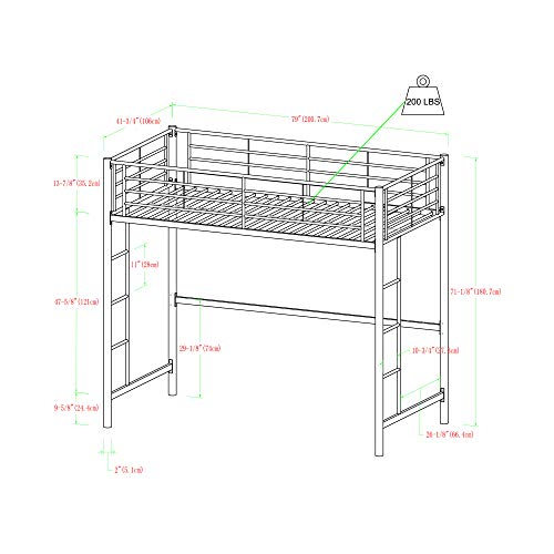 Walker Edison Timothee Urban Industrial 71" Twin Over Full Metal Bunk Bed, Black