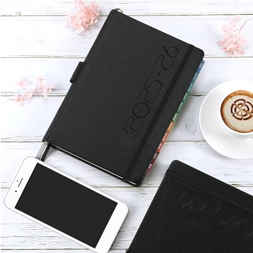2025-2026 Planner - Planner 2025-2026 with Pen Loop, July 2025 - June 2026, to Achieve Your Goals & Improve Productivity, Thick Paper, 40 Note Pages, Inner Pocket, 5.75" x 8.25" - Black
