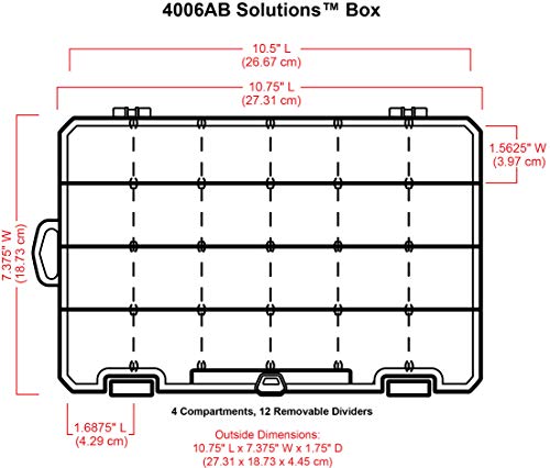 ArtBin 4006AB Medium Solutions Box with Dividers, Art & Craft Organizer, [1] Plastic Storage Case, Clear