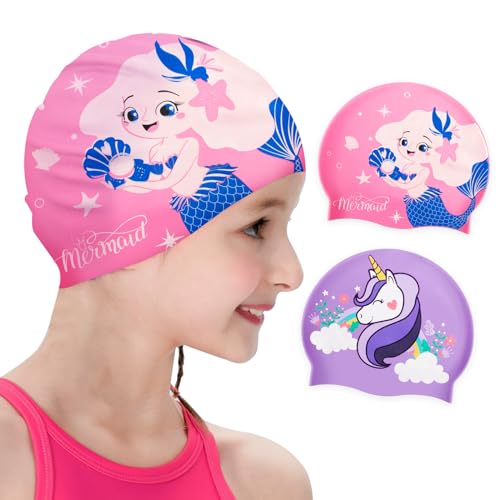 KFFPET Swim Cap for Women, Silicone Adult Swimming Caps for Long Hair and Short Hair, Waterproof Comfy Bathing Cap Swimming Hats for Womens Men