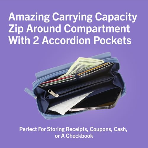 Nautica Womens, Bulk Cargo Vegan Leather RFID Wallet, Fashionable Zip Around Large Clutch with Phone Case and Multi Card Organizer, Anchor Aweigh