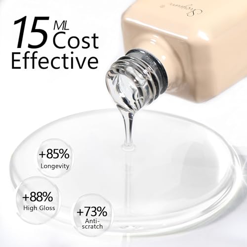 SHOYUM 2 Pcs 15ml No Wipe Gel Top Coat and Base Coat Set - Shine Finish and Long Lasting, Soak Off LED Nail Lamp Gel Base Top Coat Finish Nail Art Design Manicure Gifts for Women