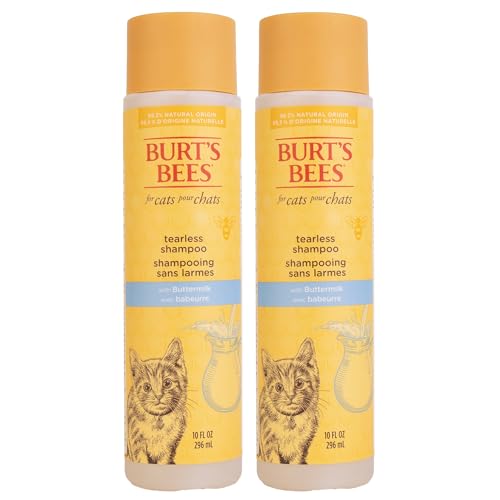 Burt's Bees for Pets Tearless Kitten Shampoo with Buttermilk, 99.3% Natural Origin Formulas, Pet Cleanser for Cats, Gentle Cat Wash for Itchy Skin, 2pk, 10 oz