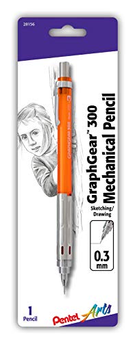 Pentel Arts GraphGear 300 Mechanical Pencil, (0.9mm) Thick line, 1-Pack, Red Barrel