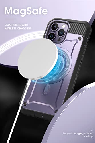 SUPCASE for iPhone 14 Pro Max Case with Stand (Unicorn Beetle Pro Mag), [Compatible with MagSafe] [Built-in Screen Protector & Belt-Clip] Magnetic Protective Phone Case for iPhone 14 Pro Max, Purple