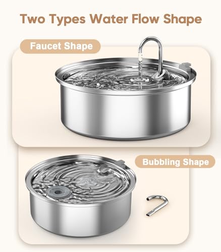 oneisall Cat Water Fountain Stainless Steel,1.8G /7L/230oz Cat Water Fountain for Multi-Cat Home/Water Fountain for Cats Inside with Smart Quiet Pump/Pet Water Fountain Easy to Clean and Disassemble