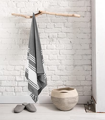Goroly Home 2 Pack Cotton Beach Towel, Turkish Beach Towel, Gym Towels, Turkish Peshtemal Towels, Pestemal Towels, Thin Camping Bath, Pool Blanket, Fouta Towels 100% Cotton- 36x71 Inch - Charcoal