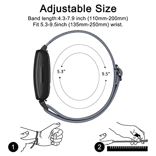 Vancle Bands for Fitbit Inspire 2 Bands, Compatible with Fitbit Inspire 2 / Inspire HR/ Inspire band for Women & Fitbit Ace 3 / Ace 2 for Children, Soft Loop Breathable Stretchy Straps (Black+Blue