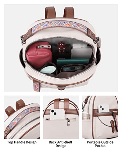 FADEON Mini Backpack Purse for Women, Designer Leather Cute Roomly Small Backpacks, Ladies Shoulder Backpack Fashion Handbag