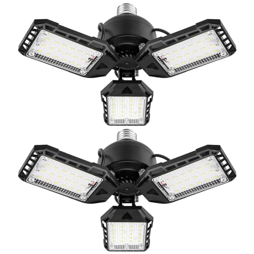 Aoretic LED Garage Lights Bulb 1 Pack -80W, 8000LM 6500K Led Shop Light with 3 Deformable Panels, Basement Barn Light Garage Ceiling Lights, E26/E27 for Garage, Warehouse, Shop, Basement