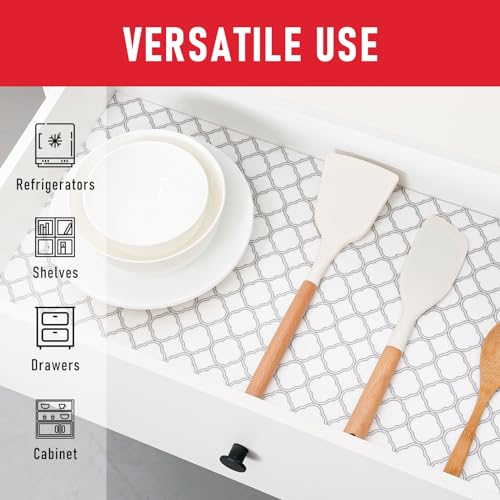 Cooyes Non Slip Refrigerator Liners, 2 in 1 Absorbent Fridge Liners and Fresh Mats Machine Washable, Refrigerator Shelf Liner for Glass Shelves Kitchen Cabinet Drawer Liners, 6 Pack, 12" × 24 "