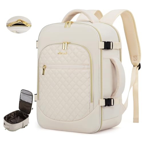 LOVEVOOK Carry on Backpack, 30L Travel Backpack for Women Airline Approved,Luggage Business Weekender Overnight Daypack as Personal Item fit for 15.6 inch Laptop,Nude