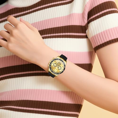 OLEVS Women Watch Fashion Rose Gold Diamond Analog Quartz Female Watches for Women Luxury Dress Ladies Stainless Steel Luminous Waterproof Date Wrist Watch Blue